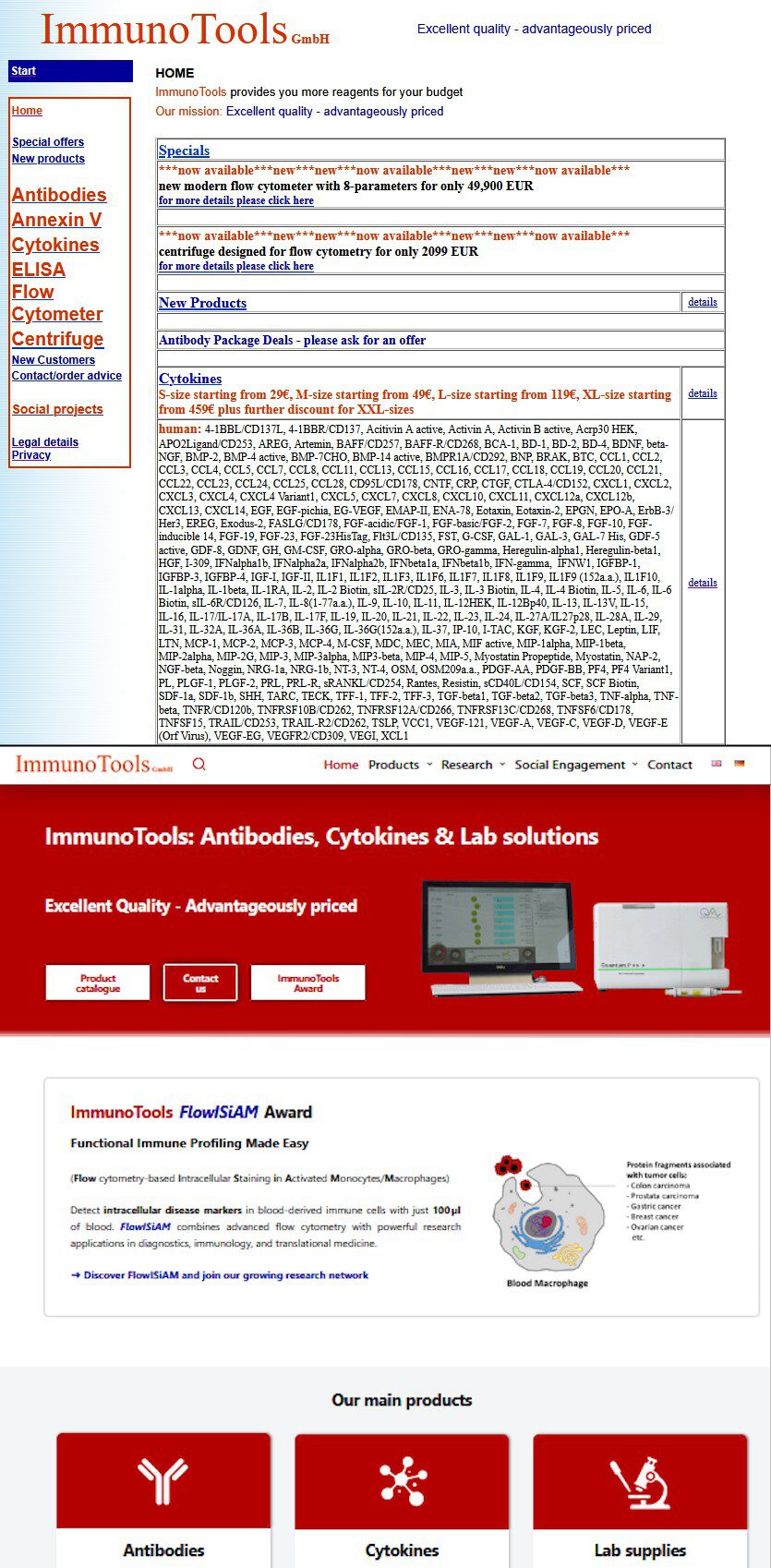 Comparison: Old / new website design